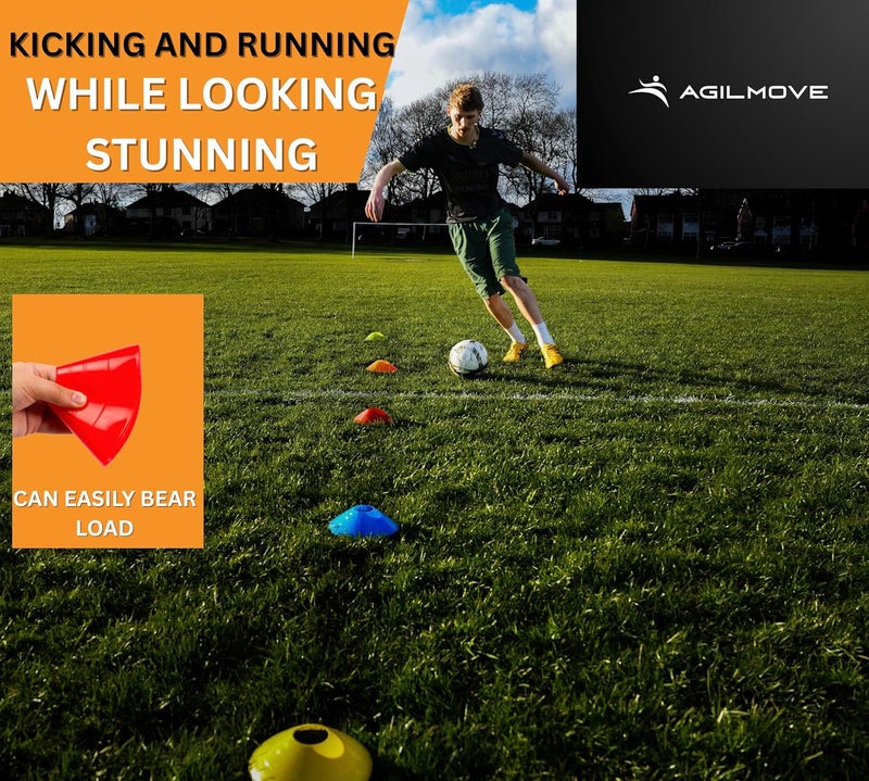 AgilMove Flexible Soccer Cones (Set of 60/50/40/25) with Mesh Bag & Strap, Sports Cones for Soccer, Basketball, Football Training Equipment, Agility Soccer Cones for Drills Training - Image 5